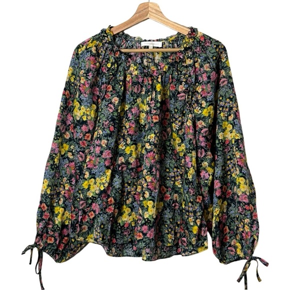 Loveshackfancy Nessa Blouse Size XS In Moonlit Garden Silk Blend Top - Picture 3 of 11
